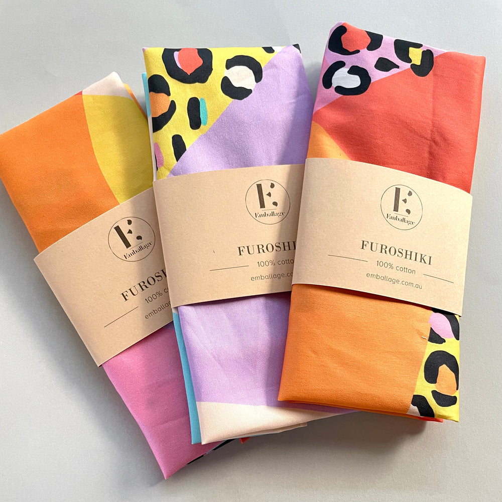 Leopard Block Sunset - Reusable Fabric Gift Wrap