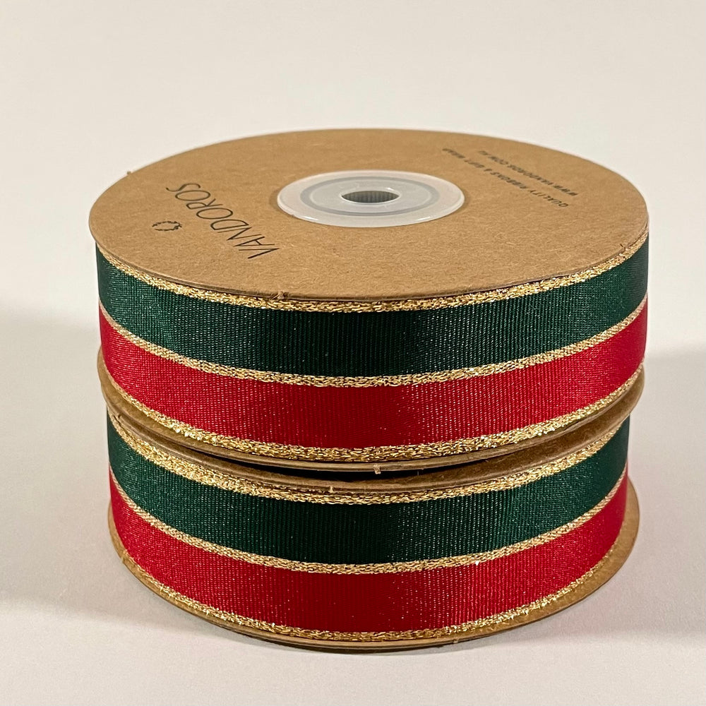 Two-Tone Taffeta Ribbon - Red/Green