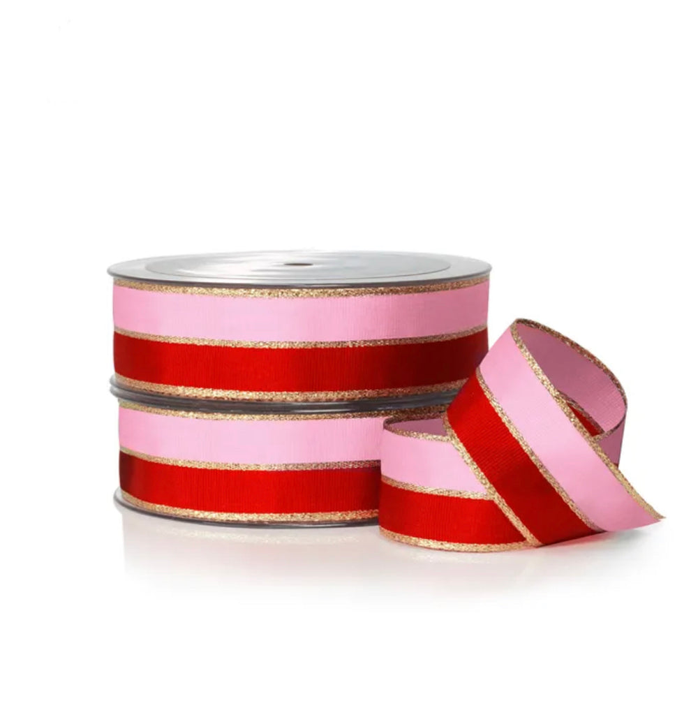 Two-Tone Taffeta Ribbon - Pink/Red