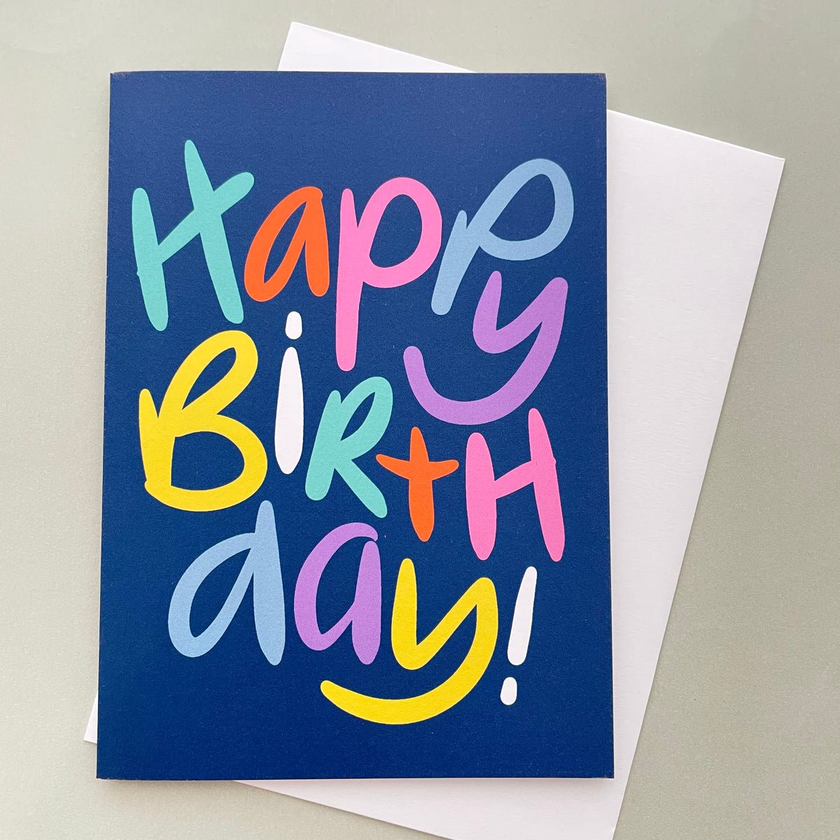 Happy Birthday Letters Greeting Card - Navy