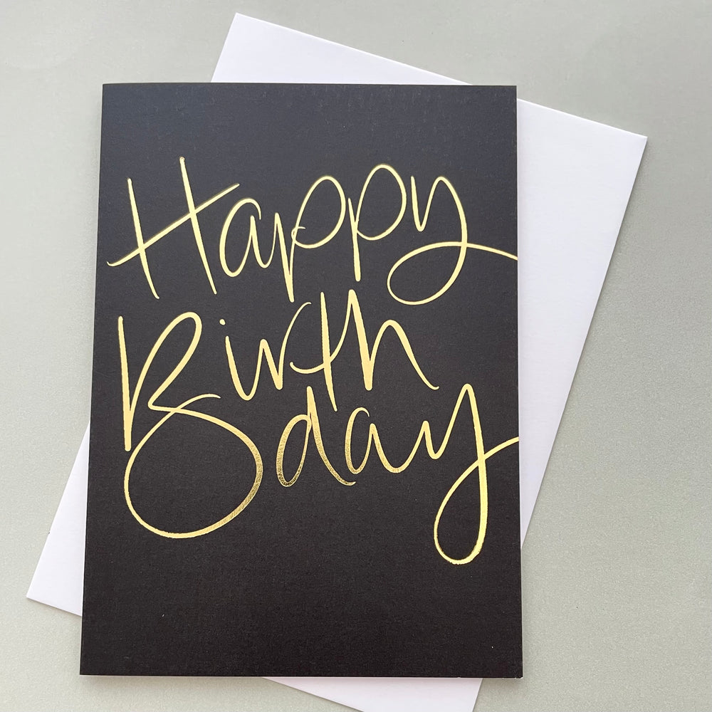 Happy Birthday Greeting Card - Black/Gold