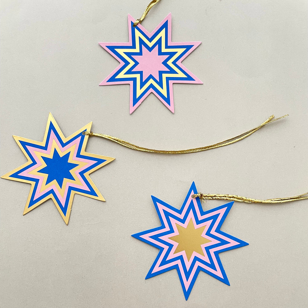 Shooting Star Christmas Gift Tag - Electric Blue (3pk)