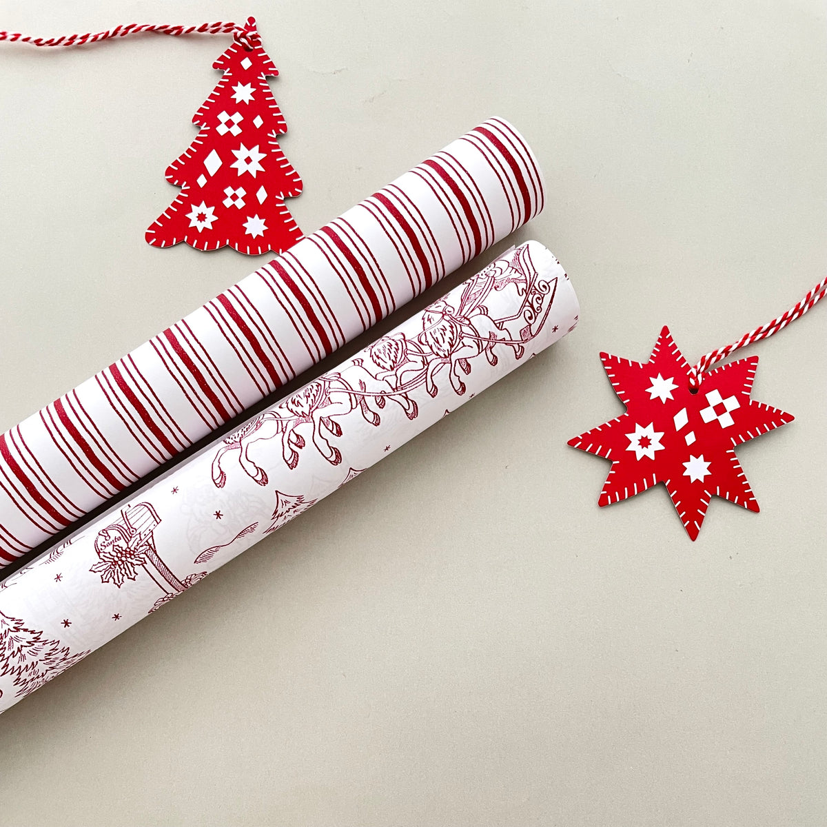 Patchwork Christmas Gift Tag - Spice Red (2pk)