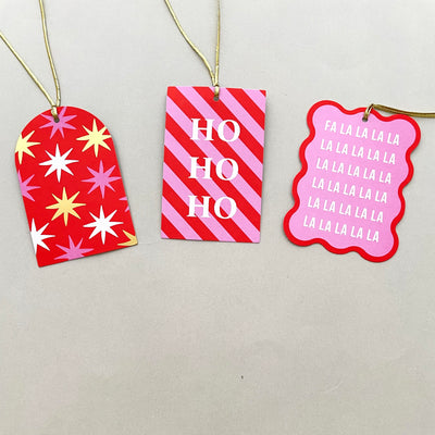Nova Christmas Gift Tag - Pink/Poppy Red (3pk)