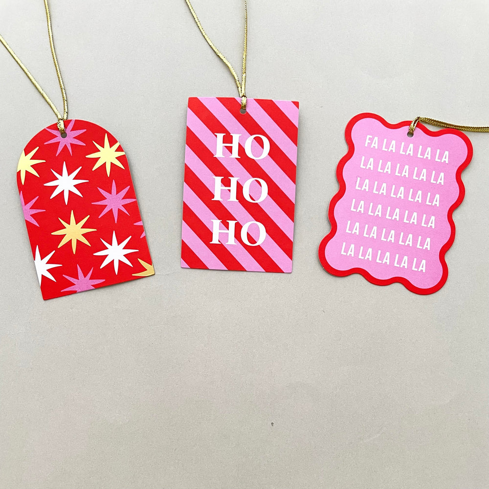 Nova Christmas Gift Tag - Pink/Poppy Red (3pk)