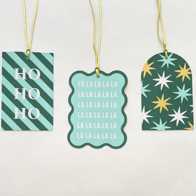 Nova Christmas Gift Tag - Aqua/Evergreen (3pk)
