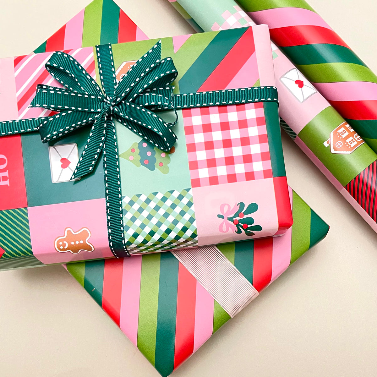 
                  
                    Grosgrain Ribbon Saddle Stitch - Evergreen/White
                  
                