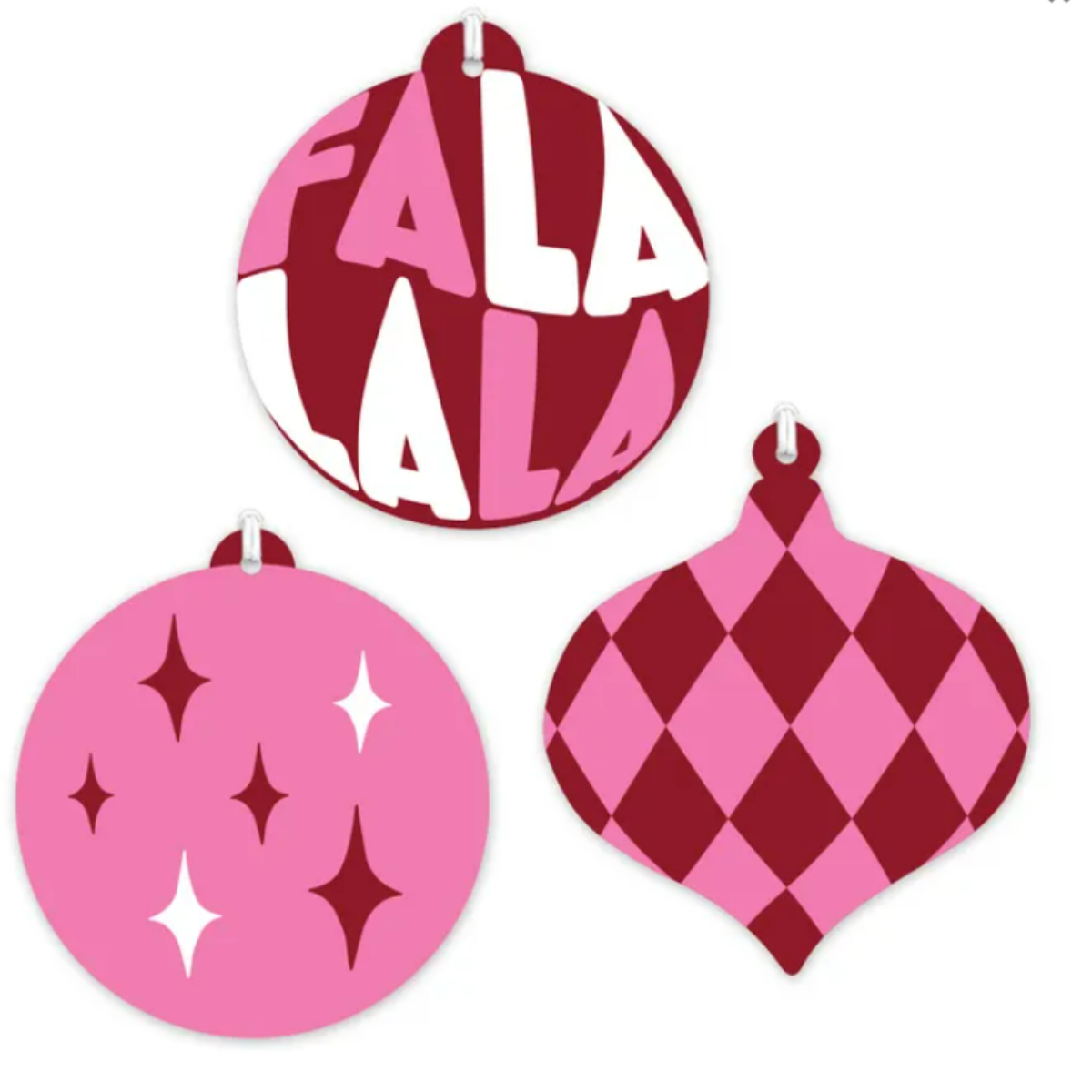 Pre-Order Merry Baubles Gift Tag - Pink (3pk)