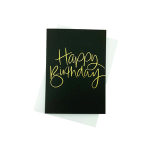 Happy Birthday Greeting Card - Black/Gold