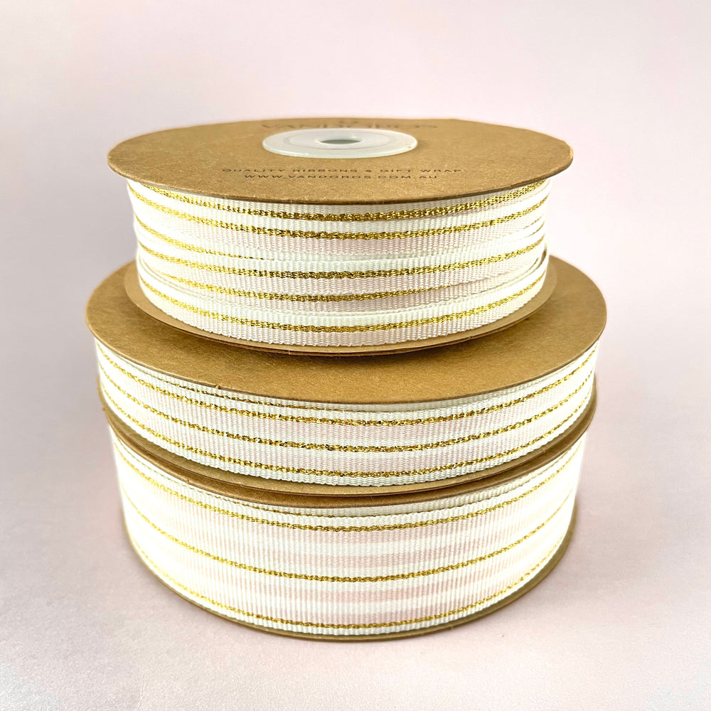 Metallic Stripe Grosgrain - Champagne/Gold