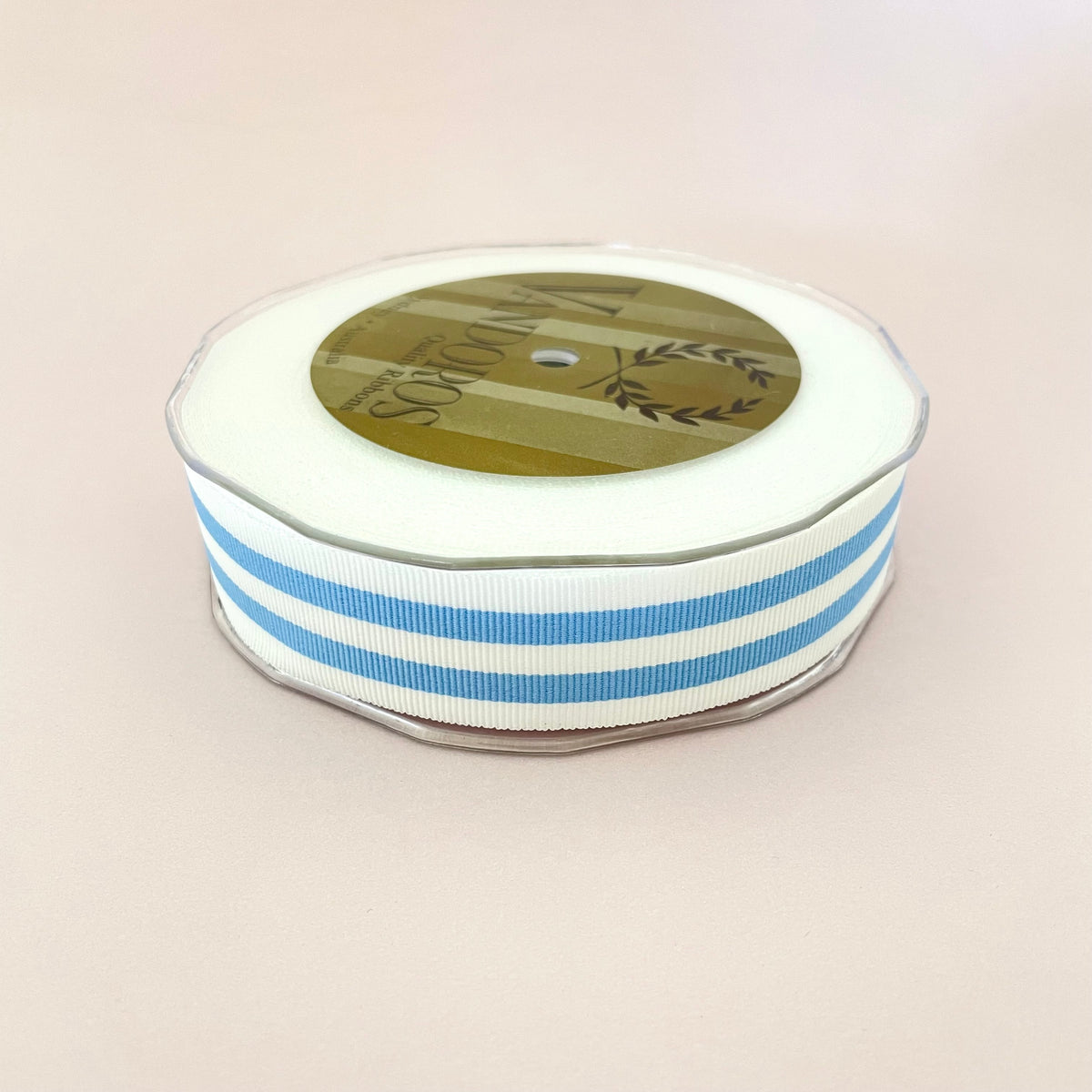 Stripe Grosgrain Ribbon - French Blue/White