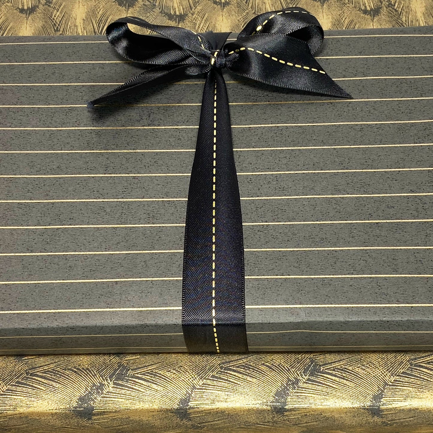 
                  
                    Satin Ribbon Foil Stitch - Black/Gold
                  
                