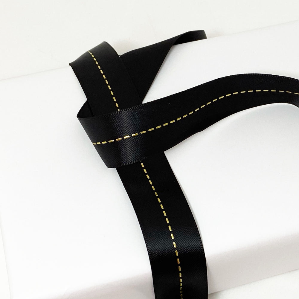 
                  
                    Satin Ribbon Foil Stitch - Black/Gold
                  
                