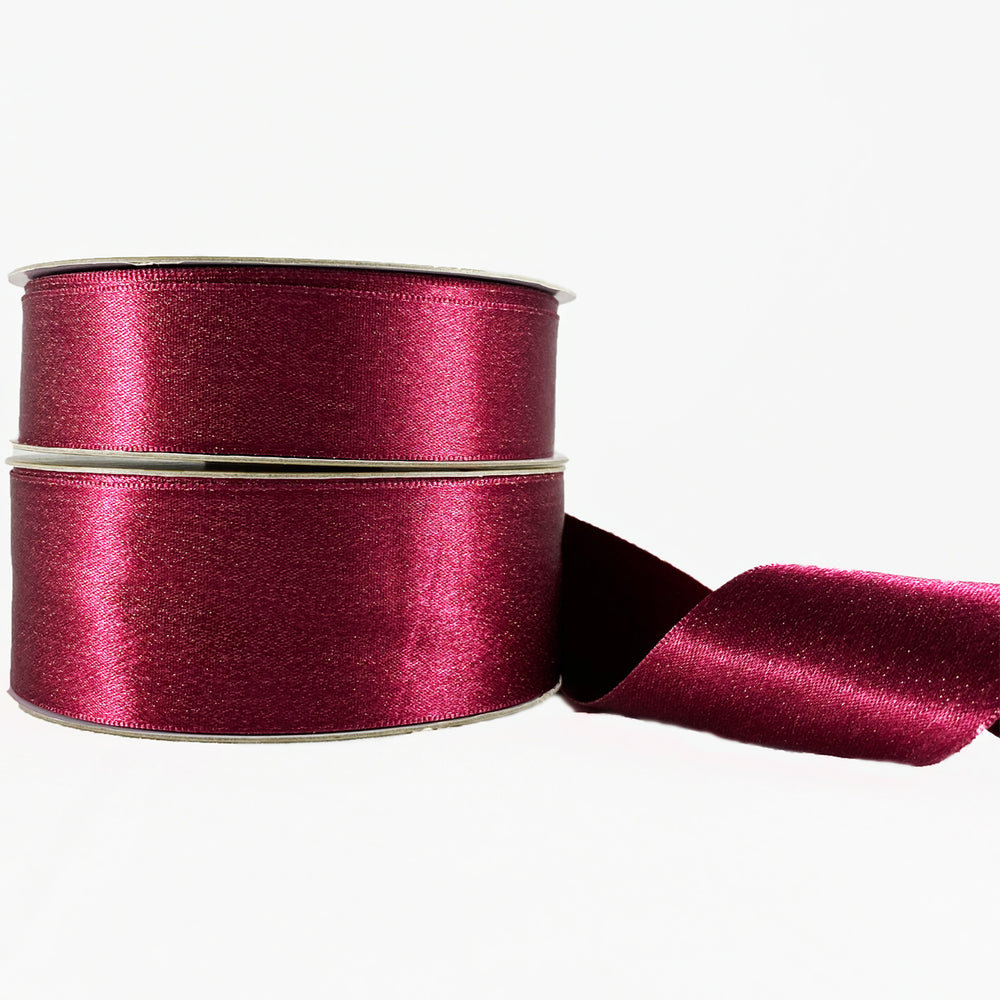 Double Satin Ribbon - Marsala/Gold