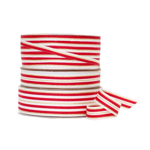 
            
                Load image into Gallery viewer, Metallic Stripe Grosgrain - Red/Gold
            
        