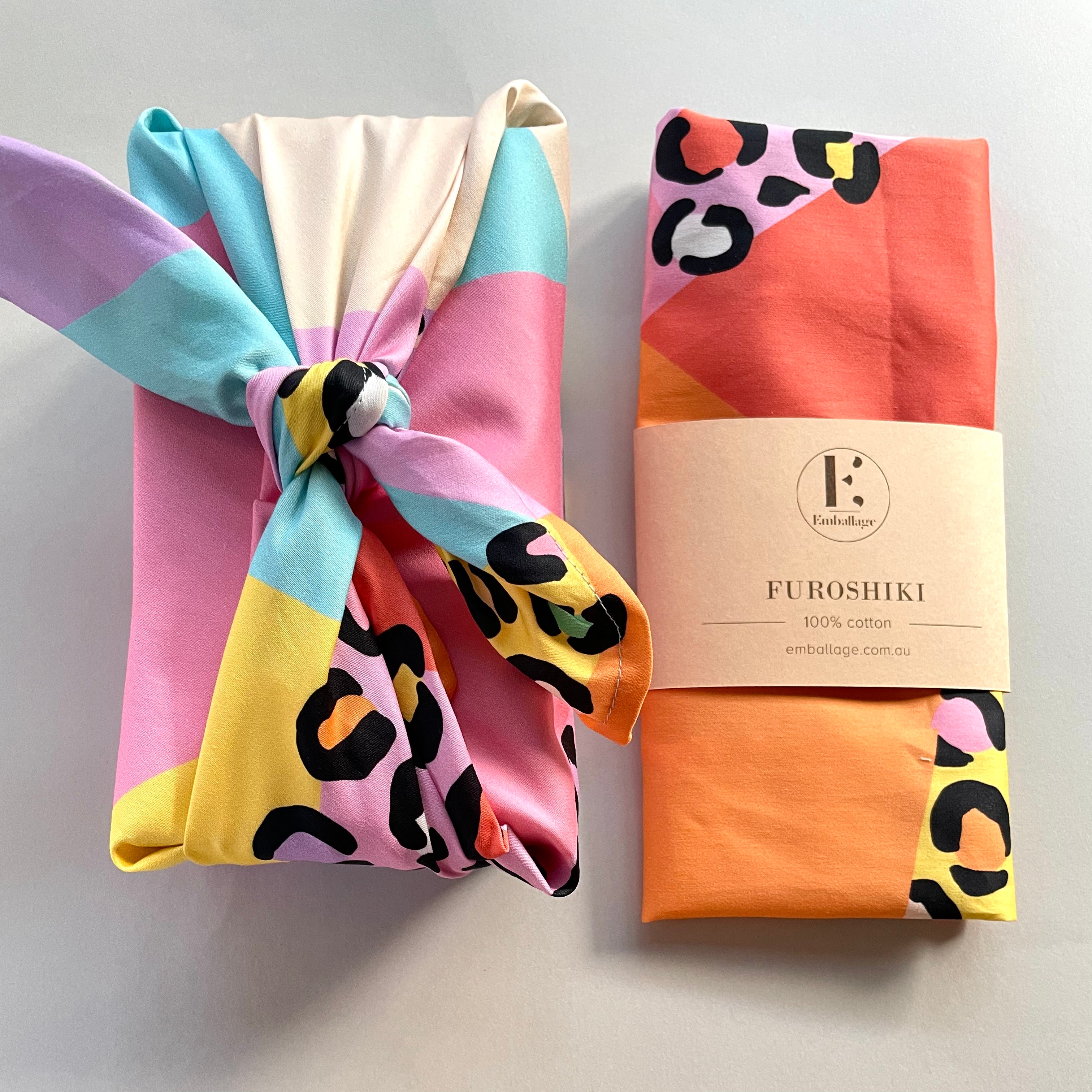 Leopard Block Sunset - Reusable Fabric Gift Wrap