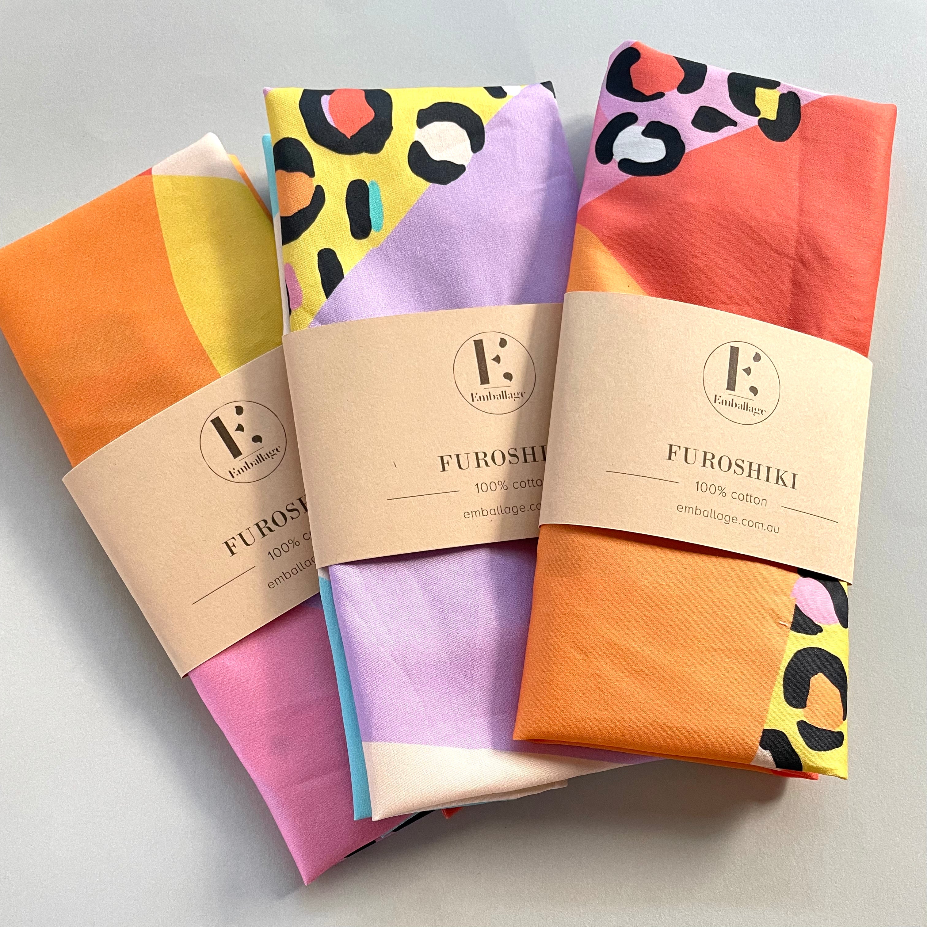 Leopard Block Sunset - Reusable Fabric Gift Wrap
