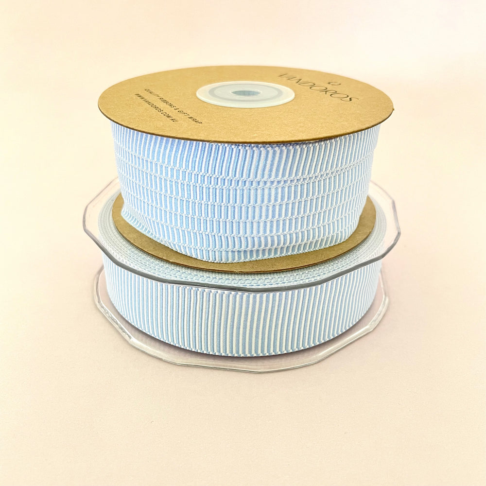 Alice Grosgrain Ribbon - French Blue/White